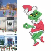Grinch Christmas Yard Signs Decorations Outdoor Decoration Christmas Tree Corrugate Yard Stake Signs Christmas Decoration Lawn Yard Outdoor Decoration