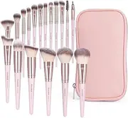 MAANGE Makeup Brushes, 18 Pcs Professional Premium Synthetic Makeup Brush Set with Case, Foundation Kabuki Eye Travel Make up Brushes sets (Pink Gold)