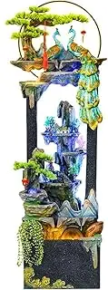 Water Fountain Outdoor Peacock Decoration Fish Tank, Courtyard Living Room Home Automatic Circulation System Rockery Fountain Water Decoration Outdoor Fountain(L)