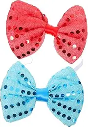 [TEMPNAP] 2pcs Luminous Bow Tie LED Glowing Bowties Light Blue Red for Christmas Festival Costume Parties and Performances Fun Decorative Accessory for Enthusiastic Celebrations