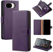 [Shieldtop] Compatible with Google Pixel 9a Wallet Case with Card Holder,Women Men RFID Blocking PU Leather Flip TPU Protective Cover Credit Card Slots,Phone Case for Pixel 9a,Purple