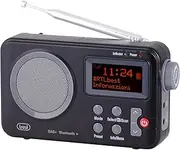 Trevi DAB 7F80 R Portable DAB+ Radio with Bluetooth, Clock with Programmable Alarm Clocks and Digital Controls, Headphone Jack, Battery Operated