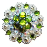 17HS 8 Peridot Green Ab Crystals Berry Concho Rhinestone Headstall Saddle