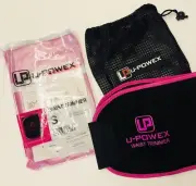 Brand New U-POWEX WAIST TRIMMER size S 35'' L x 8'' W Black & Pink With Mesh Bag