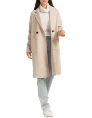 [Belle & Bloom] Publisher Double-Breasted Wool Blend Coat in Beige
