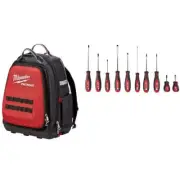 Milwaukee Tool Bags 15"Magnetic Tip Tri-Lobe Handles Zippered Top Red 10-Piece