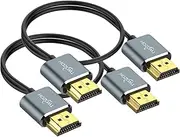 Twozoh Flexible Slim HDMI Cable 1M 2 Pack, Ultra Thin HDMI Cord Supports High Speed 4K@60Hz 18gbps 2160P/1080P