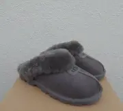 UGG COQUETTE GREY SUEDE SHEEPSKIN SLIPPERS, WOMENS US 8/ EUR 39 ~NIB