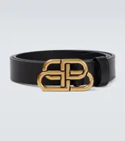 [Balenciaga] Balenciaga BB leather belt Inch 30 black
