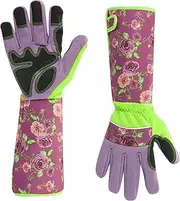 Thorn Proof Gardening Gloves, Pruning Gloves Breathable Puncture Resistant Gauntlet, Flower Pattern Flexible Gauntlet for Digging, Planting, Raking, Pruning