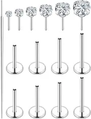 [Ovxznts] Tragus Labret Medusa Piercing Jewelry Threadless Stainless Steel Conch Piercing Jewelry Monroe Lip Rings Different Size Cartilage Nail Helix Earring Stud Bar Length 6mm 7mm 8mm 10mm