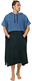 Vulken Thick Hooded Beach Towel Changing Robe, Surf Poncho for Men and Women, Easy Change, Microfiber Towelling for Beach Swimming, 47"x37", Black Blue