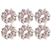 6Pcs Satin Scrunchies for Women Large Hair Scrunchy Thick Elastic Hair Ties Hair Bands Ponytail Holders-Beige
