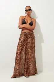 Cheetah Print Georgette Beach Pants