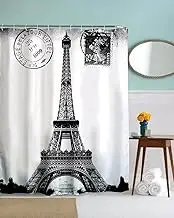 A.Monamour Vintage French City Paris Eiffel Tower Black and White Picture Print Waterproof Mildew Resistant Fabric Polyester Shower Curtain for Bathroom Decors 180X180 CM / 72X72 Inch