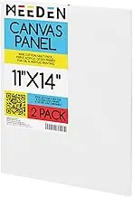 MEEDEN 2-Pack 100% Cotton Canvas Boards for Painting - 11x14'' Blank Canvas Panels for Oil & Acrylic Painting, Ready to Paint Art Supplies for Professional Artists, Students
