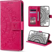 [CASEONJAN] Mobile Phone Case for Oppo Find X5 Pro 5G Case, PU Leather Flip Case [Card Slot], Flip Wallet Case Mobile Phone Case Embossing Protective Case for Oppo Find X5 Pro 5G (Red)