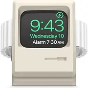 elago W3 Stand Compatible with Apple Watch Ultra 2 & 1, Series 10/9/8/7/6/5/4/3/2/1/SE [49mm, 46mm, 45mm, 44mm, 42mm, 41mm, 40mm, 38mm]- Classic Monitor Design, Nightstand Mode (Classic White)