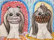 Quarantine Shih Tzu Collectible 8x10 Vintage Style Art Print Signed Artist KSams