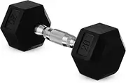 Rubber Hex Dumbbells in Single, Hand Dumbbell Weight with Metal Handle for Strength Training, Resistance Training, Build Muscle and Full Body Workout
