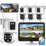 Wireless Outdoor Security Camera System, Dual Lens Dual Screen Auto Tracking ...