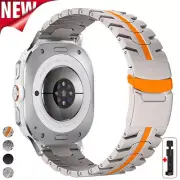 Luxury Titanium Metal Band For Samsung Watch Ultra 47mm Curved End Link Bracelet