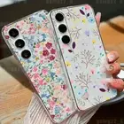Flower For Samsung S24 Ultra S23 S22 S21 S20FE A54 A34 A53 Hard Clear Case Cover