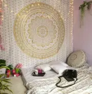 Queen Ombre Cotton Gold Bedsheet Table Décor Tapestry Beach Mat Wall Hanging