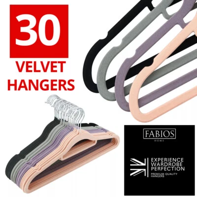 30 Pcs Premium Velvet Hangers Non-Slip Flocked Suit Shirt Pants Clothes Hangers