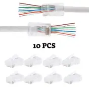 10 pcs RJ45 End Pass Through Connector for CAT5e UTP Network Cable Gold Plated