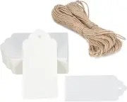 White Gift Tags with String，2'' X 4'' Paper Gift Tags, 100PCS Rectangle Blank Ta
