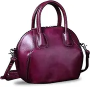 [IVTG] Genuine Leather Handbags for Women Top Handle Satchel Purses Ladies Shoulder Bag Handmade Vintage Crossbody Bag