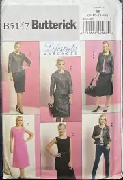 BUTTERICK B5147 SZ 8,10,12,14 JACKET, TOP, DRESS, SKIRT SEWING PATTERN UNCUT FF