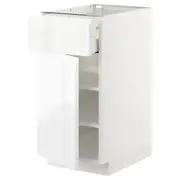 METOD / MAXIMERA base cabinet with drawer/door, white/Voxtorp high-gloss/white, 40x60x80 cm