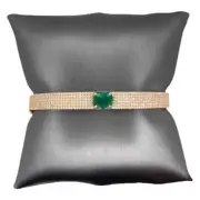 6.80 ct Lab-Created Emerald Diamond 14K Yellow Gold Over Silver Bangle Bracelet