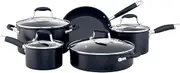 Anolon Advanced 5-Piece Nonstick Induction Cookware Set, Aluminium Frying Pan & Saucepan Set, Gas and Electric Compatible, Dishwasher & Oven Safe, Metal & Rubber Handles, Black