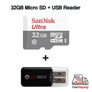 SanDisk Micro SD Card Ultra Memory 32GB Class 10 TF SDHC Mobile + USB Reader