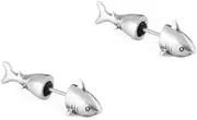 [OIDIMS] Punk Shark Earrings for Women Men Vintage Sea Animal Studs with Front Back Ear Jacket Design Gothic Ocean Jewelry Unique Fish Piercing Earrings for Alternative Fashion, Small, Metal, No Gemstone
