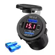 NEW 2024 3.0 12V/24 Dual USB and USB-C plus Voltmeter all in one.