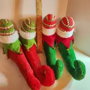 Set of 2 Large Christmas Elf Shoes Darice, for crafting and decorating red/green
