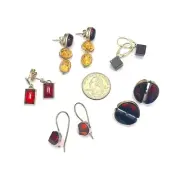 925 Solid Pure Sterling Silver Baltic Amber Pretty Designer Earrings Lot 28 g