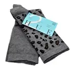 Hue 2 Super Socks 2 Pair Crew Socks Charcoal Grey Leopard One Size New! NWT