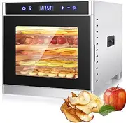 Commercial Food Dehydrator, 6-Tray Fruit Dehydrator Machine with Adjustable Thermostat & Timer, Kitchen Drying Machine for Jerky Meat Vegetables Snacks