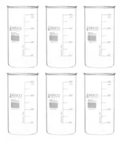 Eisco Labs 400ml Beakers, Tall Form, No Spout - Borosilicate Glass - 6 Pack