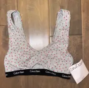 Calvin Klein Gray Red Heart Bralette S NWT Valentine's Day