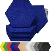 Hexagon Acoustic Panels for Sound Dampening - 12 Pack Self Adhesive Sound Absorption Panels - Eco Friendly Acoustic Treatment for Echo Reduction (Blue)