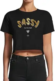 [Smartprints] Women's Sassy Gold Banner Crop Top -Image by Shutterstock