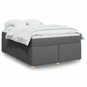 vidaXL Box Spring Bed with Mattress Light Grey Queen Fabric