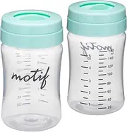 Motif Luna Milk Collection Containers, Pale Green, Two 180mL Bottles, Storage Containers and Two Lids, Dishwasher Safe, Compatible With Motif Medical Luna Breast Pump, Nipples Not Included, Dishwasher