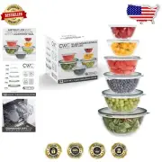 Elegant 12-Piece Glass Mixing Bowl Set with Ombre Lids - Perfect for Meal Prep